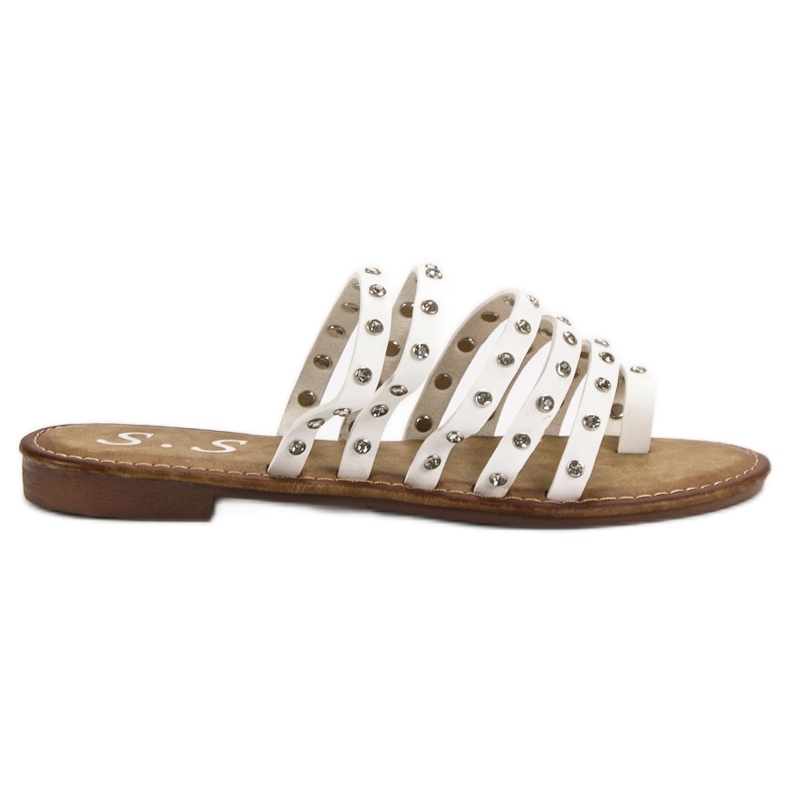 SHELOVET Zapatillas con diamantes de imitación blanco