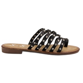 SHELOVET Zapatillas con diamantes de imitación negro SHELOVET Zapatillas con diamantes de imitación negro