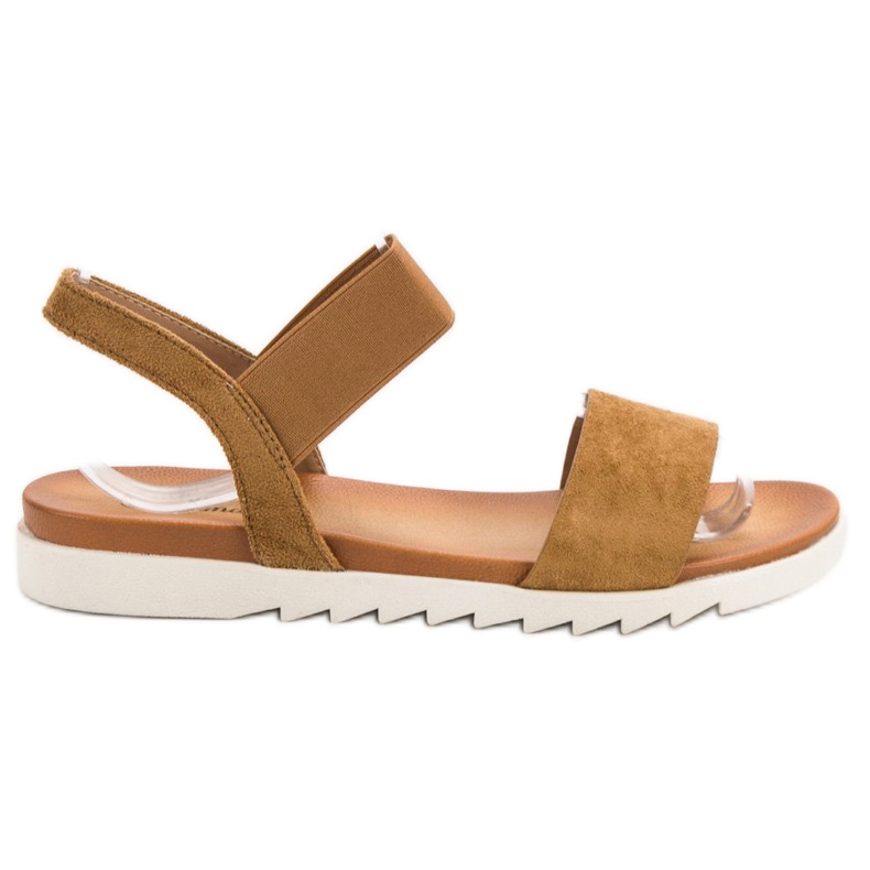 Primavera Sandalias camel con banda elástica marrón