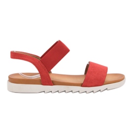 Primavera Sandalias rojas con una goma elástica rojo