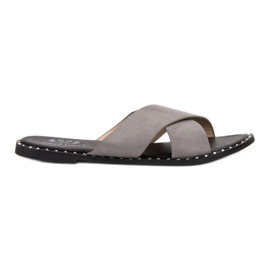 Small Swan Pantuflas de ante grises