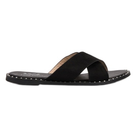 Small Swan Pantuflas de ante negras negro