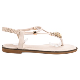 SHELOVET Sandalias beige con banda elástica