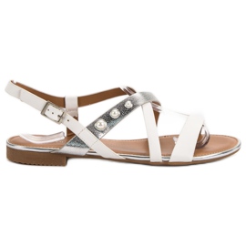 Small Swan Sandalias con Perlas blanco