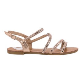 L. Lux. Shoes Sandalias Planas Con Circonita rosado
