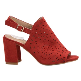 SHELOVET Sandalias caladas en tacones altos rojo