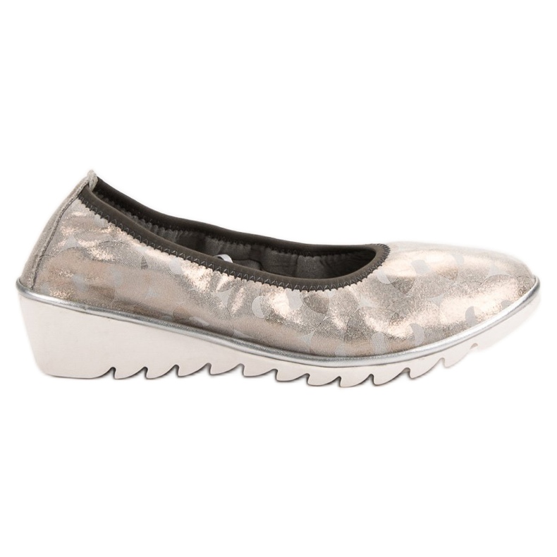 Filippo Bailarina de cuero en cuña beige dorado