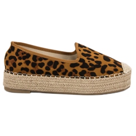 Best Shoes Señores en la plataforma con estampado de leopardo marrón