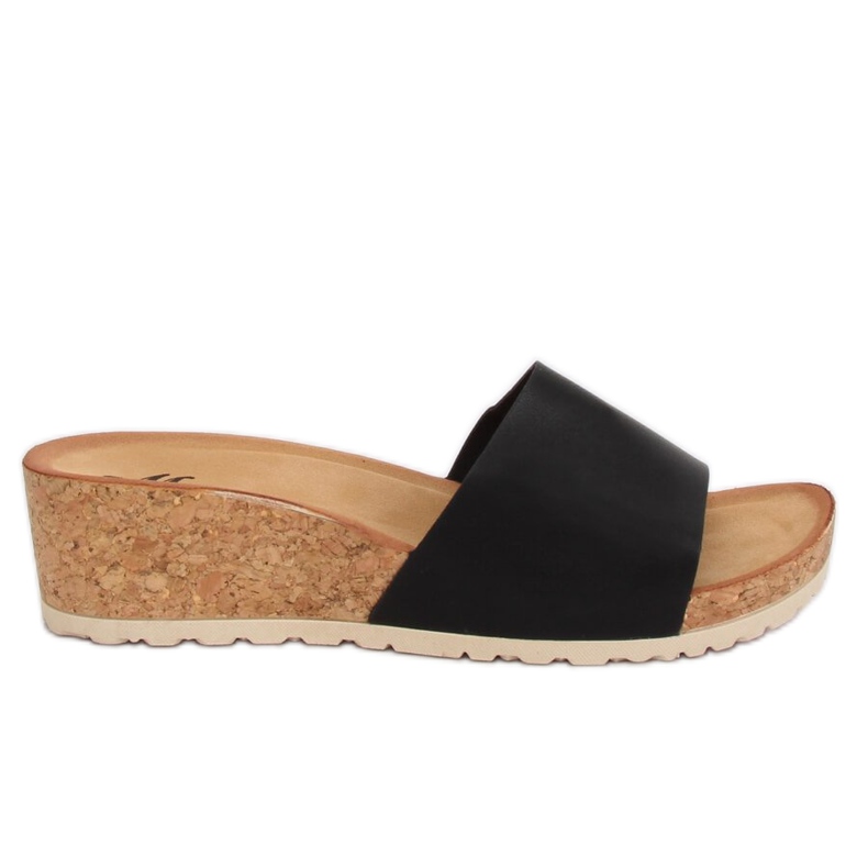 Zapatilla cuña corcho negro 3527-12 Negro