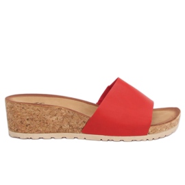 Pantuflas cuña de corcho rojo 3527-12 Rojo
