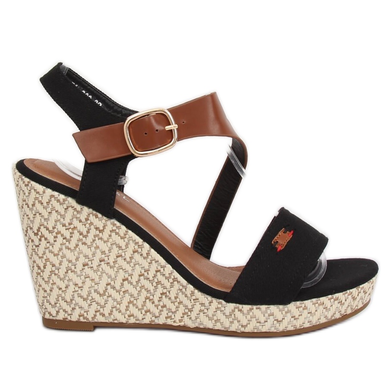 Black BL-360 Sandalias de cuña negras negro