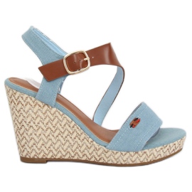 Azul BL-360 Sandalias cuña azul