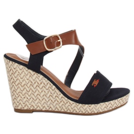 Sandalias cuña BL-360 Navy marrón azul marino
