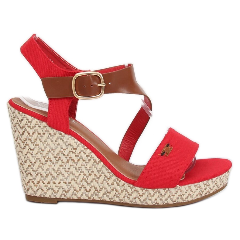 Sandalias de cuña rojas BL-360 Red rojo