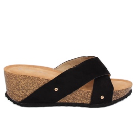 Black G1560 Pantuflas cuña negras negro