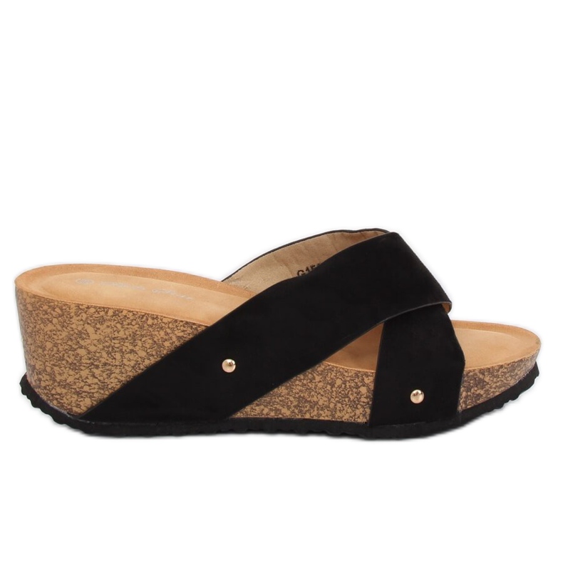 Black G1560 Pantuflas cuña negras negro