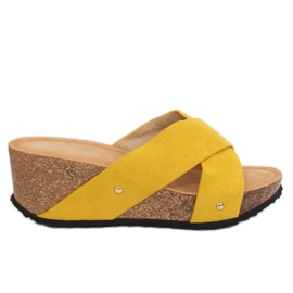 Amarillo G1560 Pantuflas cuña amarillas