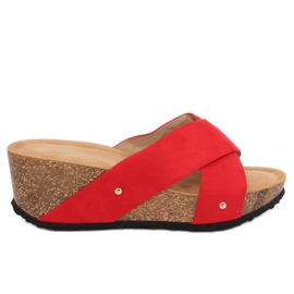 Red G1560 Pantuflas de cuña rojas rojo