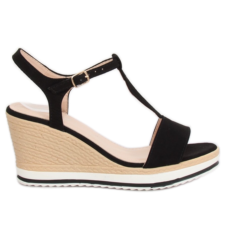 Sandalias negras con cuña H-59 Negra negro