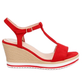 Sandalias rojas con cuña H-59 Rojo