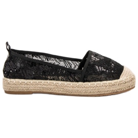 SHELOVET Alpargatas de encaje negro