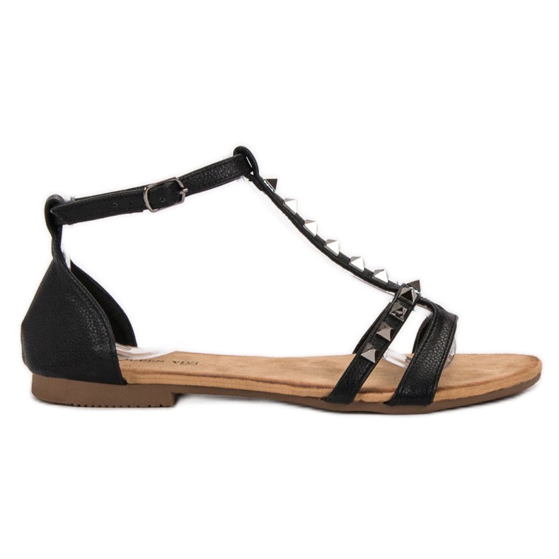 Queen Vivi Sandalias Flat Rock negro
