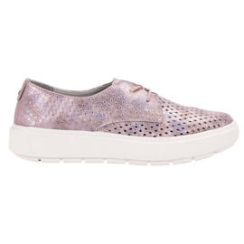 Goodin Zapatos de cuero ligero rosado multicolor