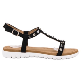 SHELOVET Sandalias negras con tachuelas negro