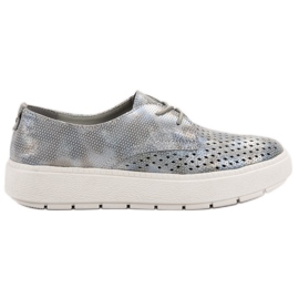 Goodin Zapatos de cuero ligero gris