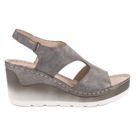 Goodin Sandalias de cuña cómodas gris