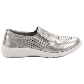 Kylie Zapatos de cuero plateados gris