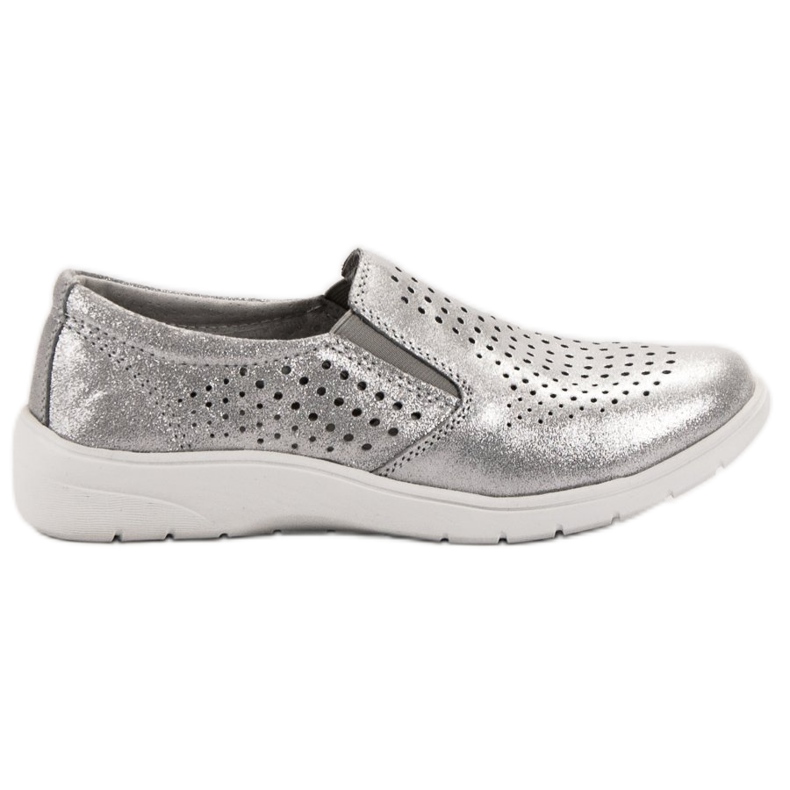 Kylie Zapatos de cuero plateados gris