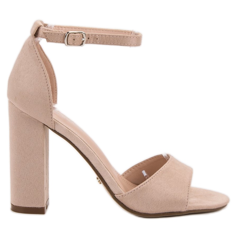 Ideal Shoes Cómodas sandalias de tacón marrón