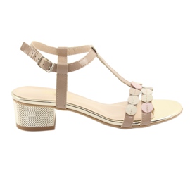 Sandalias de mujer Gamis 3661 rayas beige marrón amarillo