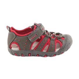 Sandalias con velcro American Club DR11 para niño gris rojo