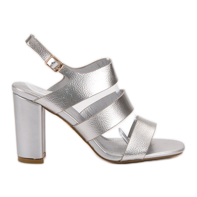 SHELOVET Sandalias de plata en una barra gris