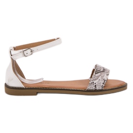 Laura Mode Sandalias planas clásicas blanco multicolor