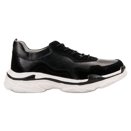Goodin Zapatillas de cuero negras negro