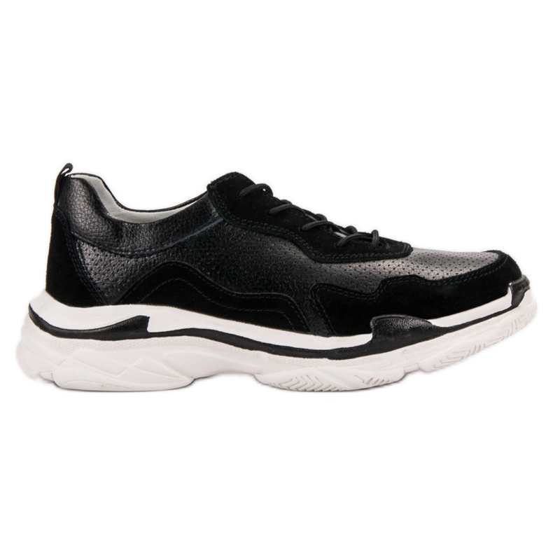Goodin Zapatillas de cuero negras negro