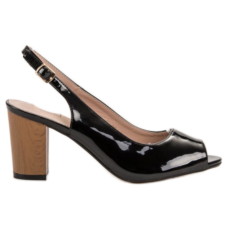 Goodin Sandalias de charol para mujer negro