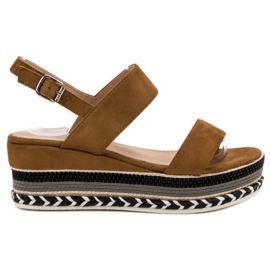 Primavera Sandalias de cuña boho marrón Primavera Sandalias de cuña boho marrón