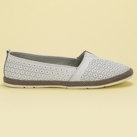 Goodin Slipony de cuero blanco