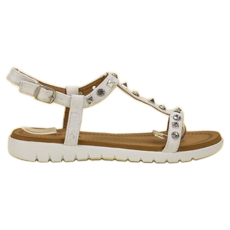 SHELOVET Sandalias blancas con tachuelas blanco