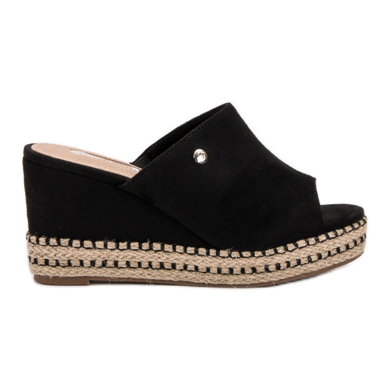 Best Shoes Sandalias de cuña negro