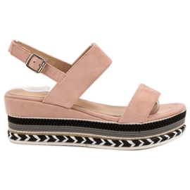 Primavera Sandalias de cuña boho rosa