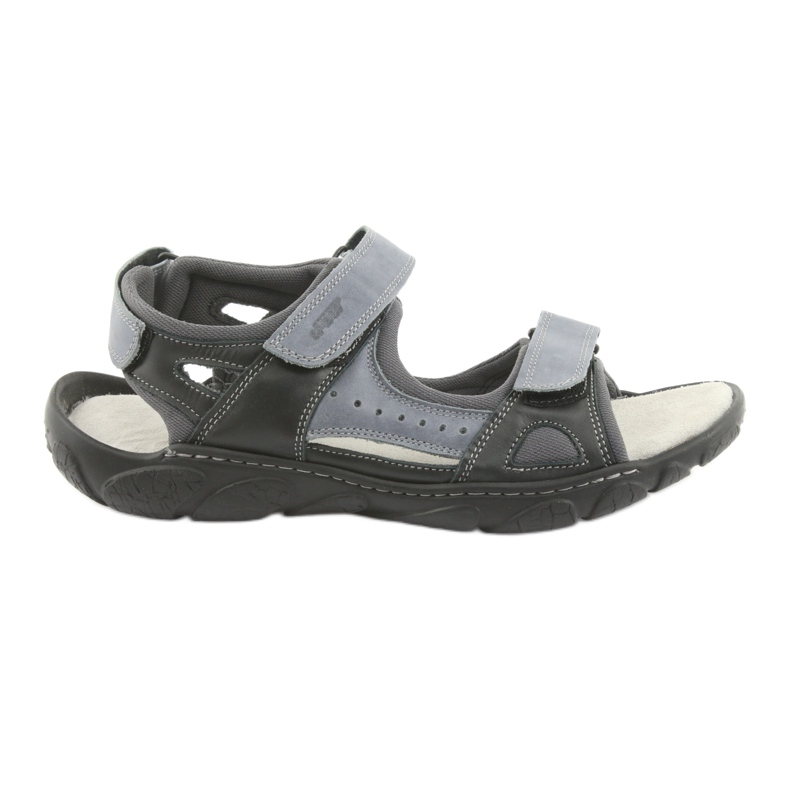 Naszbut Sandalias de cuero para hombres con velcro 043 negro y gris