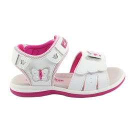 American Club Sandalias para niñas con mariposa DR09 Inserto de cuero blanco/rosa