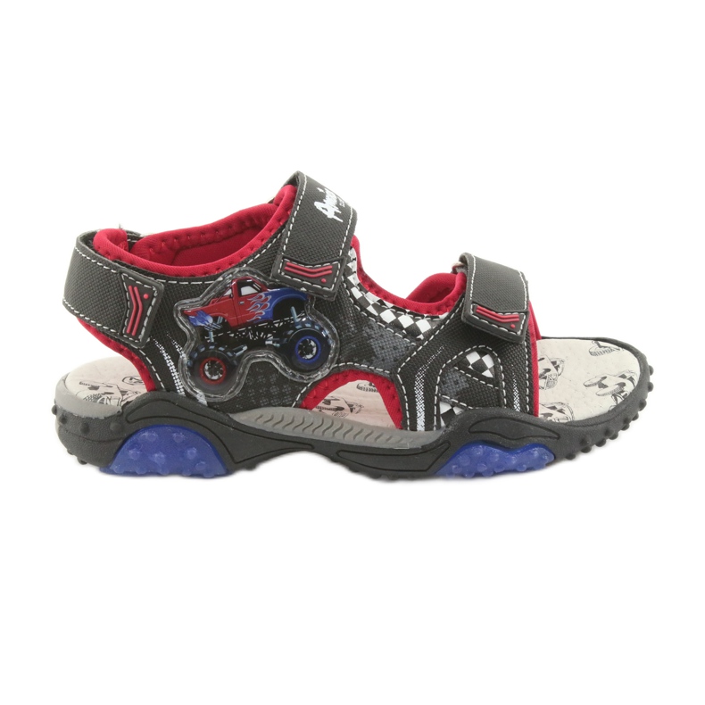 American Club Sandalias Monster Truck HL18 Inserto de cuero negro/rojo