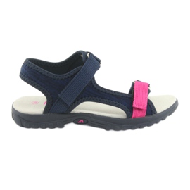 Sandalias con aplicación de cuero azul marino American Club RL10 rosa