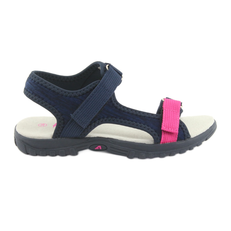 Sandalias con aplicación de cuero azul marino American Club RL10 rosado